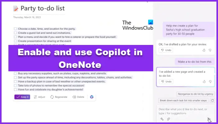 use Copilot in OneNote