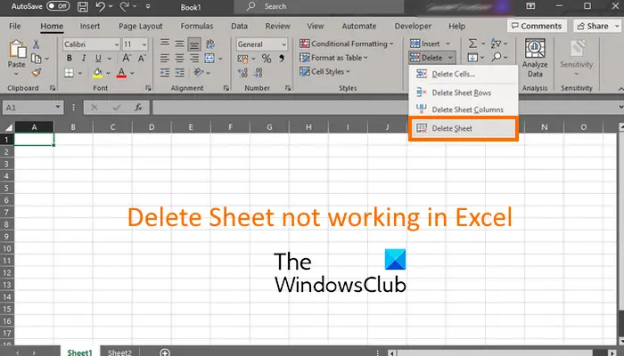 Delete Sheet not working in Excel