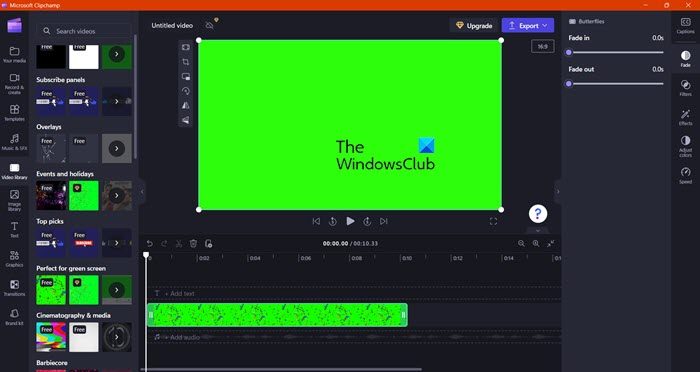 How to add Green Screen in Clipchamp