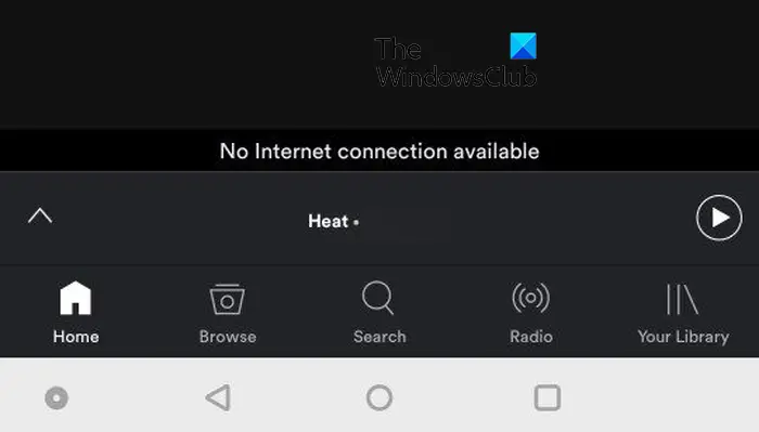 Spotify says No Internet connection