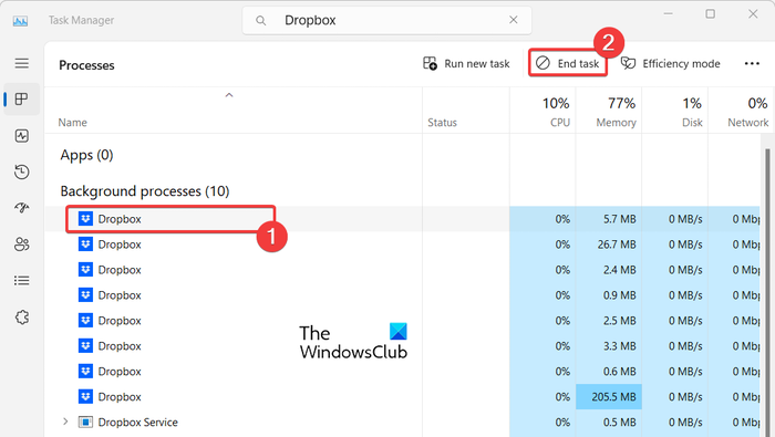 Dropbox High Memory, CPU and Disk usage on Windows PC