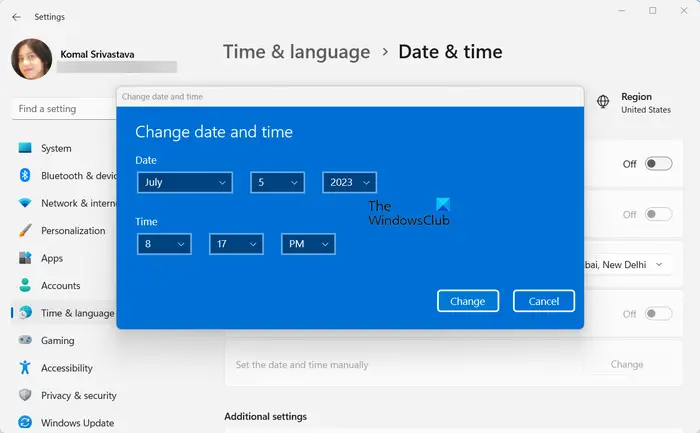 Set Date And Time Manually Windows 11