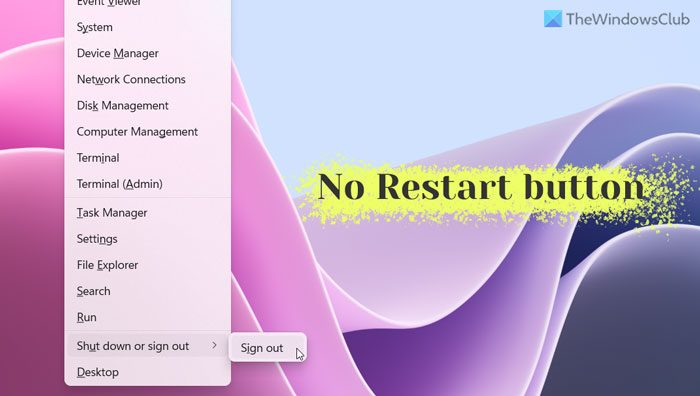 How to Show or Hide Restart button in Windows 11/10