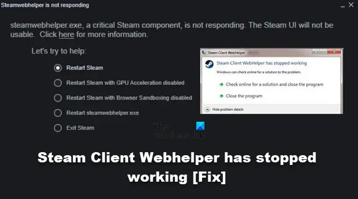 Steam Client Webhelper has stopped working [Fix]