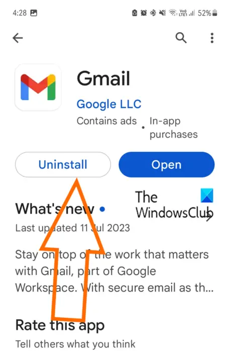 Uninstall Gmail App