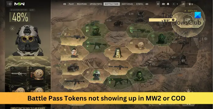 Battle Pass Tokens not showing up in MW2 or COD