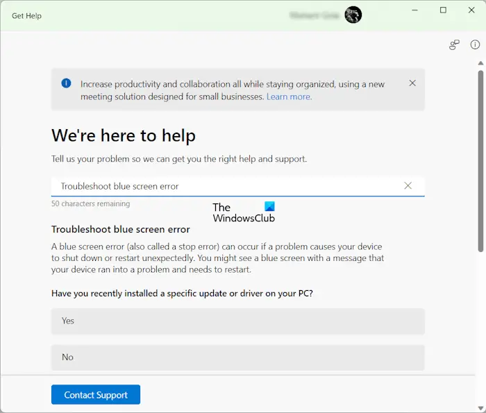 Blue Screen Troubleshooter Get Help