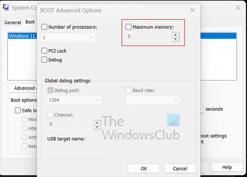 Boot Advanced options window