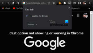 Cast option not showing or working in Chrome