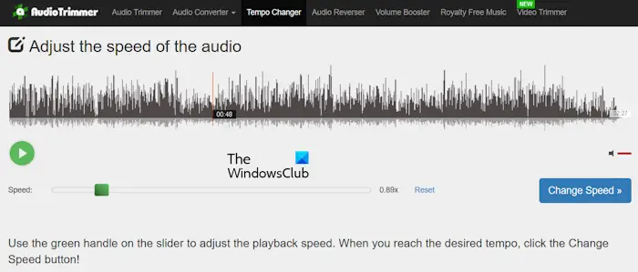 Change audio speed with AudioTrimmer
