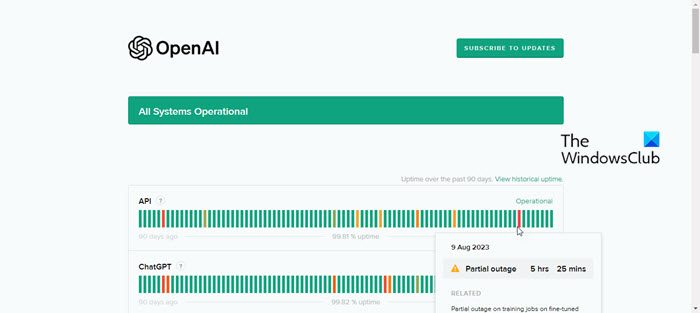 Checking OpenAI server status