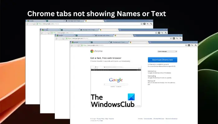 Le schede di Chrome non mostrano nomi o testo Le schede di Chrome non mostrano nomi o testo