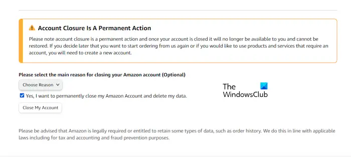Close Amazon account