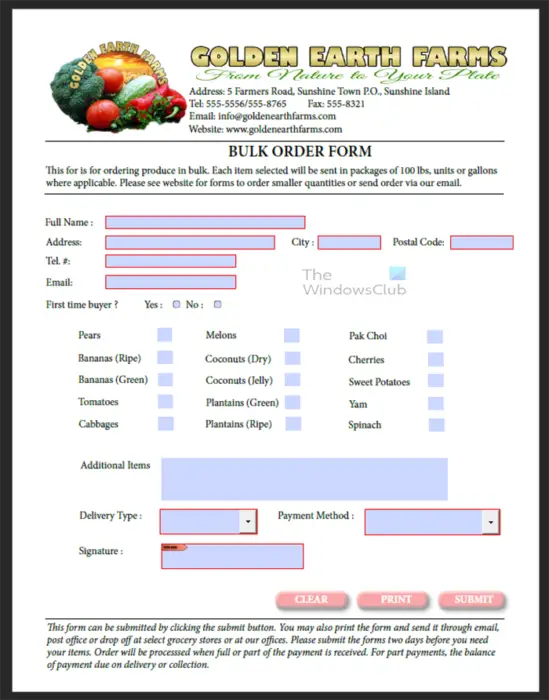 Completed form as a PDF