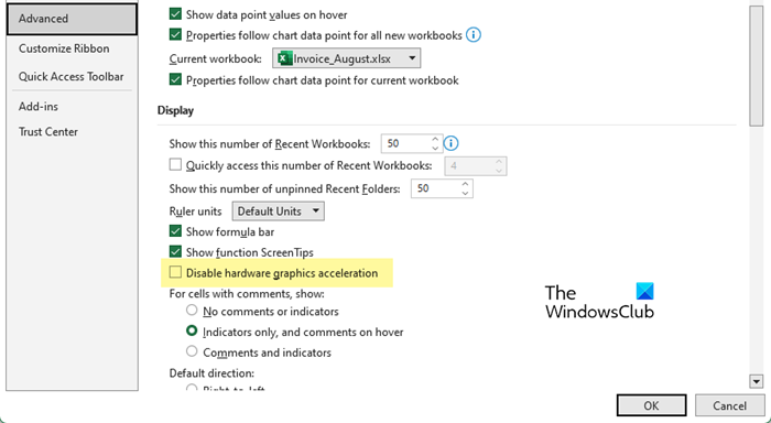 Disable hardware graphics acceleration