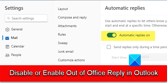 Disable or Enable Out of Office Reply 