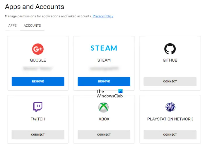 Disconnect Google account from Epic Games