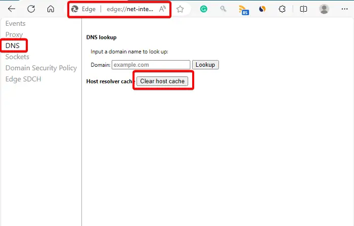 Clear host cache in Chrome and Edge