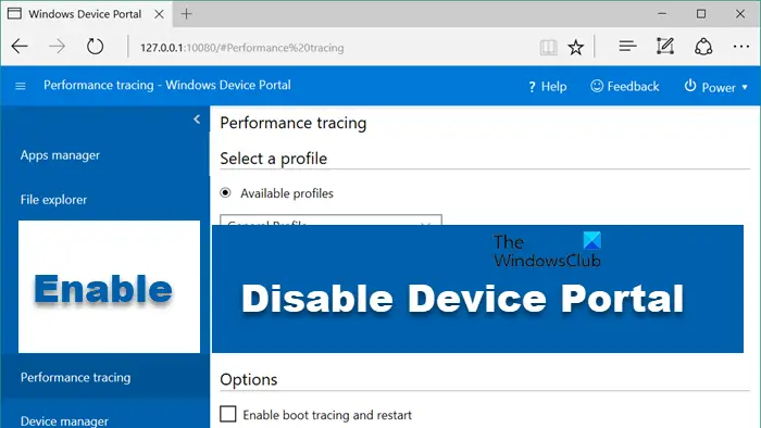 Enable or Disable Device Portal in Windows