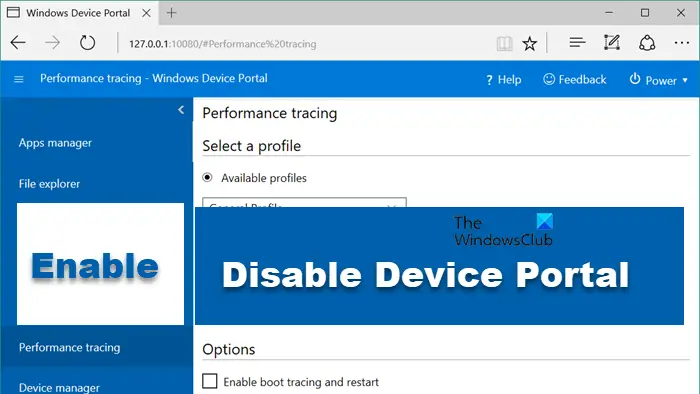 Enable or Disable Device Portal in Windows 