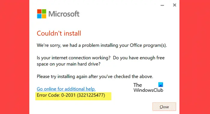 Fix Error Code 0-2031 in Office 365