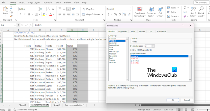 Excel Format Cells Numbers