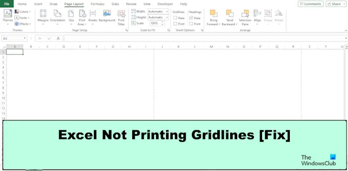 Excel not printing gridlines properly