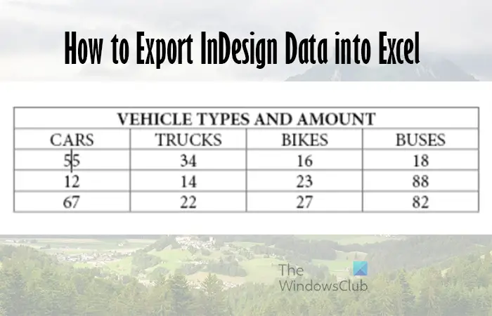 How to export InDesign file to Excel