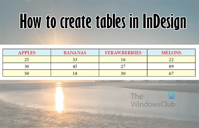 How to create tables in InDesign -