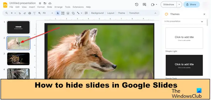 How to hide slides in Google Slides