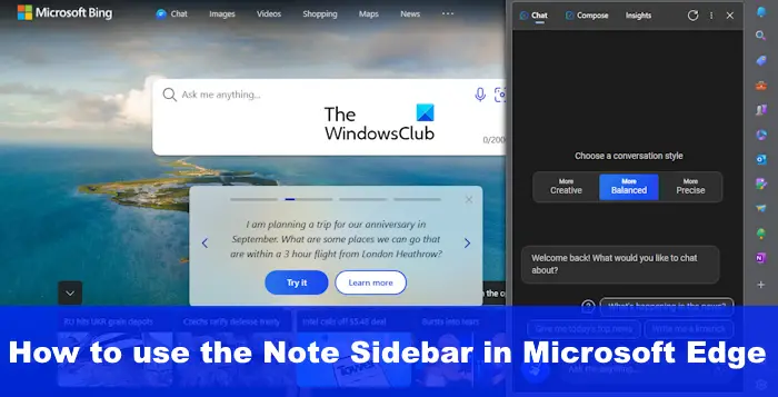 How to use the Note Sidebar in Microsoft Edge