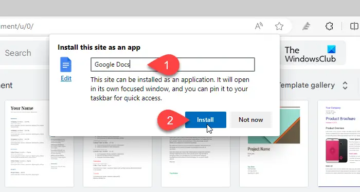Install Google Docs as app