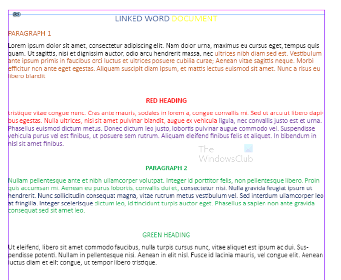 Link InDesign and Word - Updated InDesign file