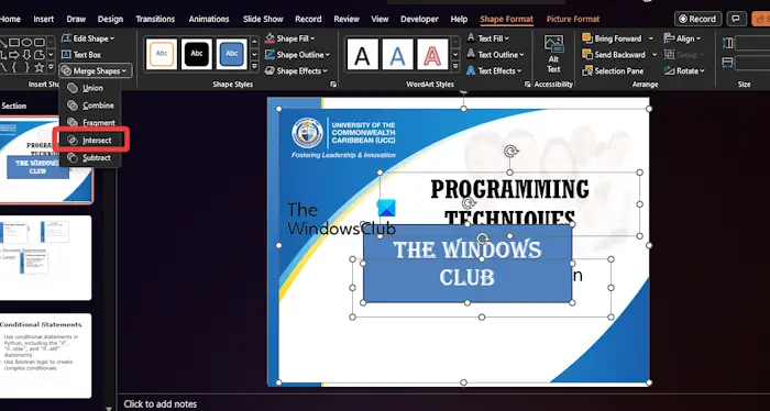 Merge Shapes Intersect PowerPoint