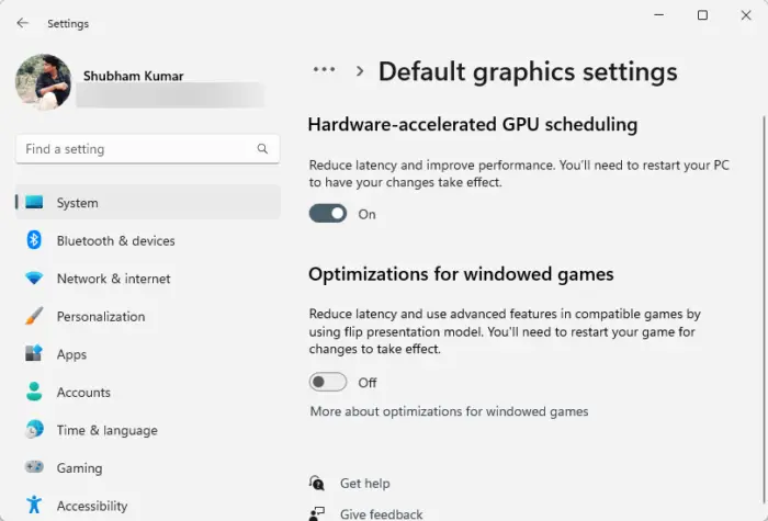 Modify Default Graphics Settings