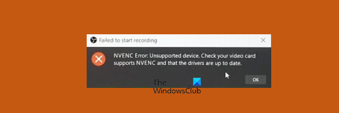 OBS Studio NVENC error on PC