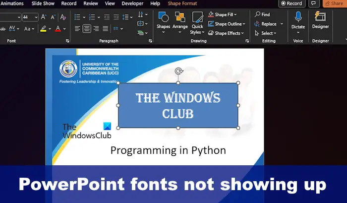 PowerPoint fonts not showing up