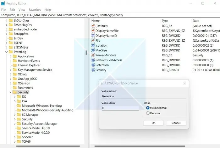 Registry Editor Windows Event Log