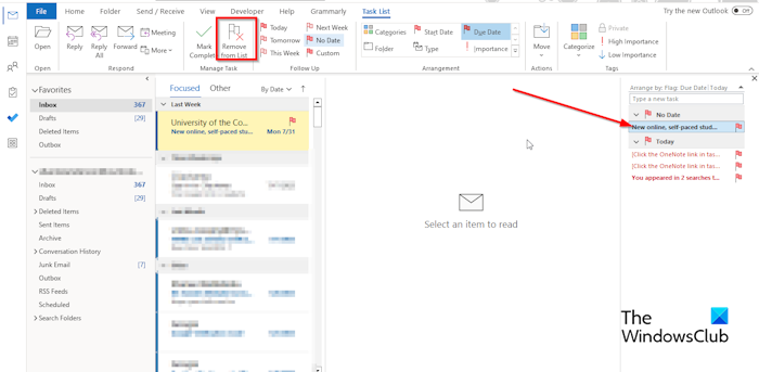 how to pin email in outlook windows