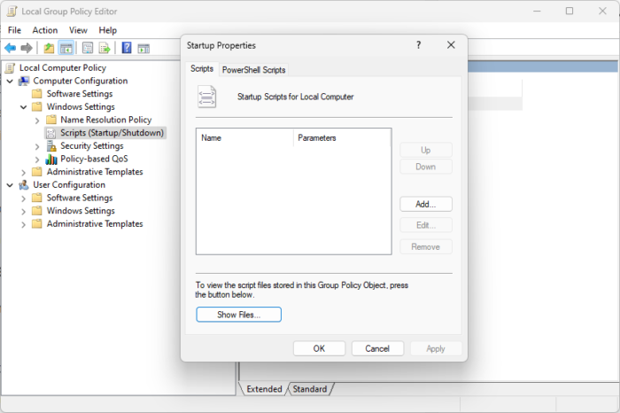 Scripts Startup Shutdown