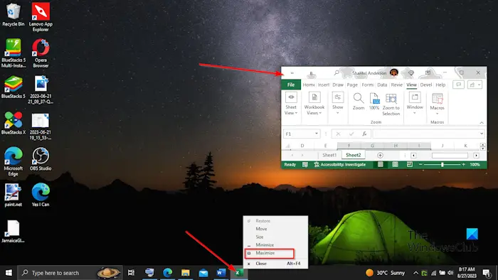 Excel opens in tiny window [Fix]