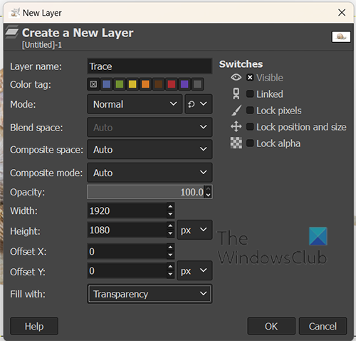 Trace in GIMP - Layer option changed