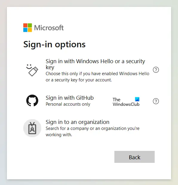 Try other sign-in options