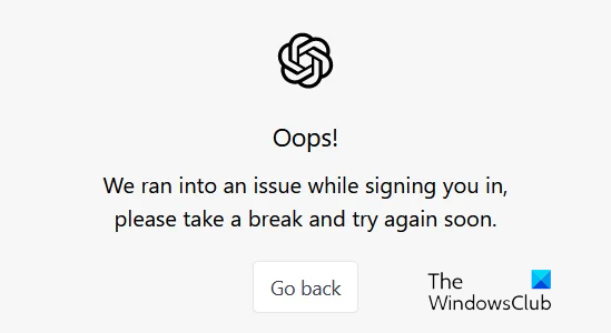 We ran into an issue while signing you in ChatGPT