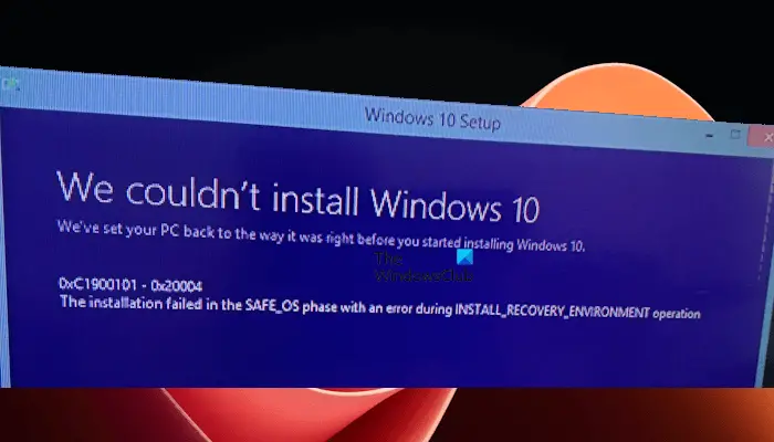 Windows Installation error 0xC1900101 - 0x20004