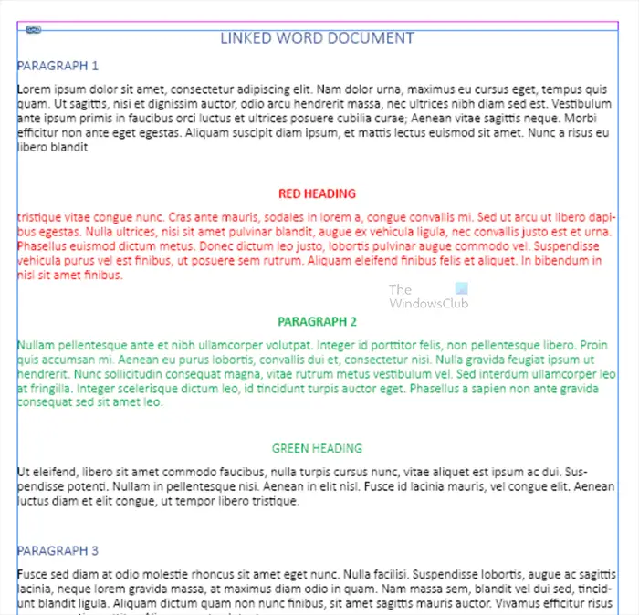 Word doc linked in InDesign