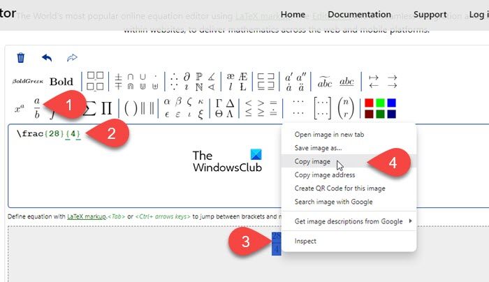 Write fractions using online math editor