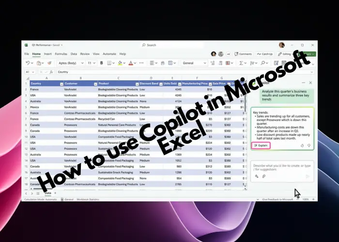 how to use copilot in Microsoft Excel