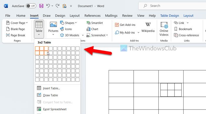 Create a table within a table in Word and Google Docs