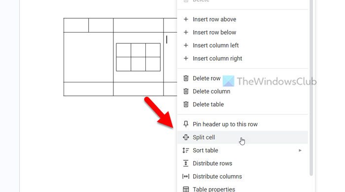 Create a table within a table in Word and Google Docs